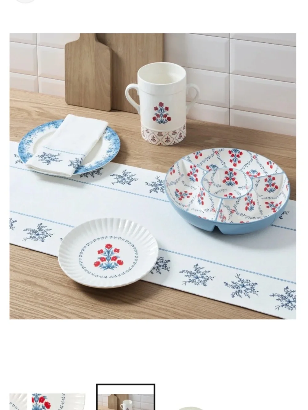 4pc 8” Floral Ceramic Plate Red, White & Blue - My Texas House